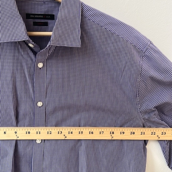 John Varvatos Men’s Gingham Check Button Up Dresss Shirt Size 17 34/35 - Picture 9 of 10